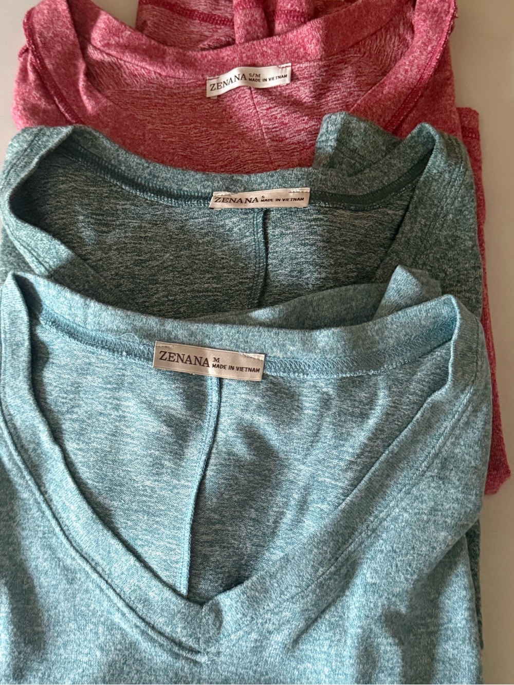 Bundle new Zenana Outfitters Women's V-Neck Knit Top - Pink, Teal & Green